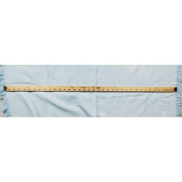 Vintage Blanket Waffle Weave Blue Fringe Baby Japan 100% Acrylic Specialty Kids - Picture 7 of 8